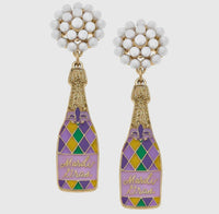 Mardi Gras champagne bottle earrings