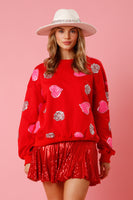 Heart & Rose Sequins Pull Over