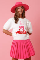 Be My Valentine puff sleeve sweater