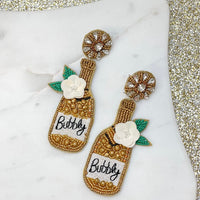 Bubbly Gold Champagne Bottle Dangle Earrings