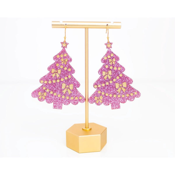 Christmas Tree Earrings Holiday Large Acrylic Dangles