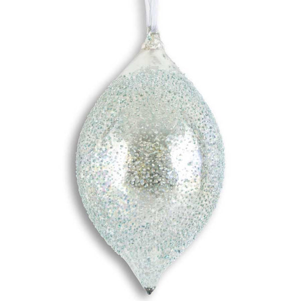 Light Blue Textured Mercury Glass Teardrop Ornament