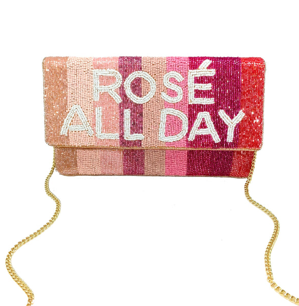 Rose' All Day Beaded Striped Clutch