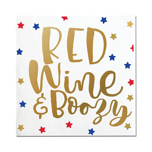 Foil Beverage Napkins - Red Wine Boozy Star, Pack of 20