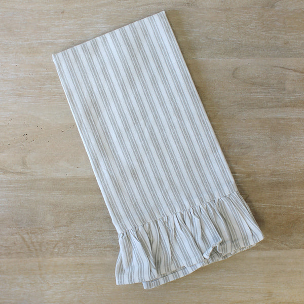 Ticking Stripe Ruffle Hand Towel