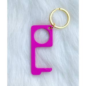 Simple Multi Function No Touch Key Chain - Pink